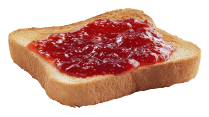 Toast with sweet, red strawberry jam spread