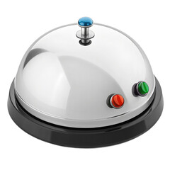 Modern service bell with vibrant red, green and blue accents, ready to call attention in any office setting, perfect for hotels or restaurants needing assistance