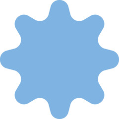 Abstract Blue Starburst Shape with Rounded Points on Transparent Background Simple Graphic Element