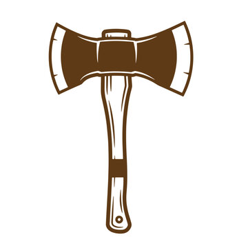 Vintage hand drawn double bit axe icon a classic symbol for woodworking and outdoor activities