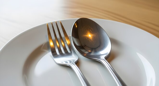 Fork and spoon on a plate