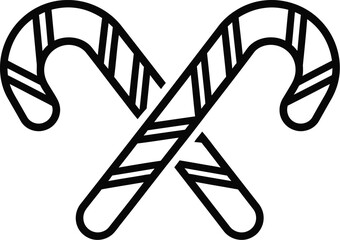 Two candy canes crossed over each other isolated on white background