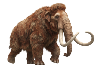 Walking Woolly Mammoth with Detailed Fur and Tusks