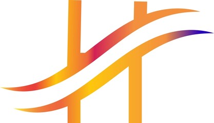 Abstract gradient symbol with flowing lines and vertical bars