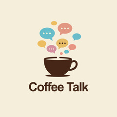 Coffee Talk Chat Bubbles Communication and Social Conversation Icon Vector logo template