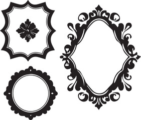 Doodle picture frame, hand drawn line vintage frame vector shape on white background