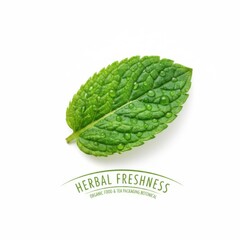 Fresh green mint leaves, a natural herbal food ingredient, isolated on a white background