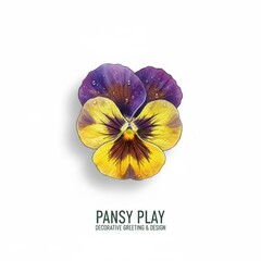 Isolated macro closeup of blue and yellow pansy flowers in bloom during spring or summer