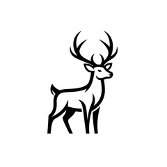 【Animals Icons – Basic】Majestic Deer Silhouette Logo / 威厳ある鹿のシルエットロゴデザイン