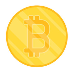 Bitcoin logo design. Gold bitcoin vector isolated on PNG.