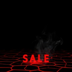 Fiery sale announcement with abstract smoke effect