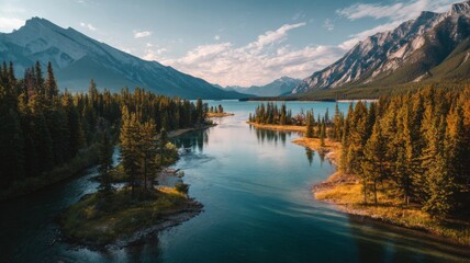 Autumn landscape featuring winding river flowing through rugged valleys of thingvellir national park with golden fall foliage, dramatic rocky terrain, and expansive icelandic nature scenery under cris