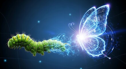 The Metamorphosis of a Caterpillar into a Radiant Butterfly Through Digital Transformation