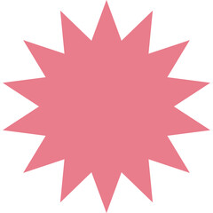 A Pink Starburst Shape with Sharp Points on a Transparent Background