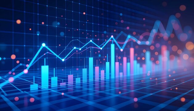 This abstract and dynamic chart illustrates the exciting world of finance and investment