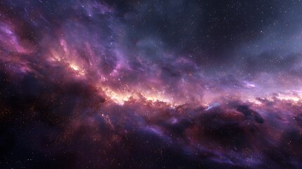 Fototapeta premium Cosmic Beauty of the Universe with Vibrant Colors and Glowing Stars in a Mysterious Nebula Background