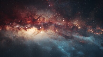 Stunning Cosmic Scene of Starry Night Sky with Bright Galaxies and Colors in Deep Space