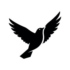 Black Bird Silhouette with Wings Spread.