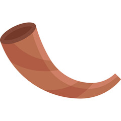 Brown Horn Object With Spiral Texture Isolated On Transparent Background