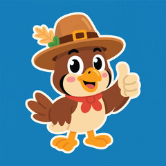 Funny Bird Mascot Wearing a Hat Illustrator Artwork Banner Background Design Template 