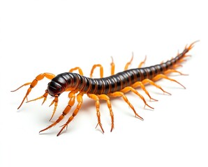 Centipede with orange and black markings
