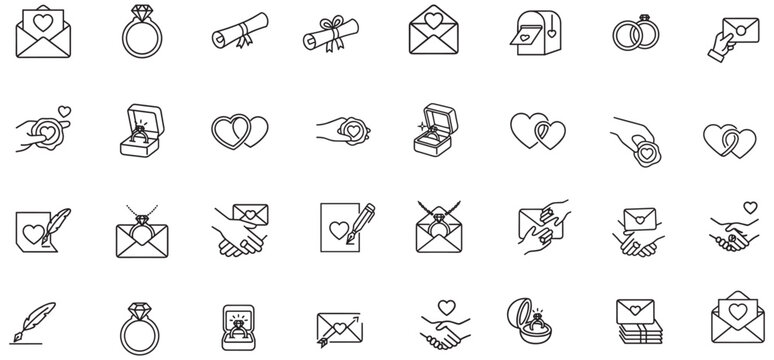 Romantic Icon Set: A Comprehensive Collection of Love and Commitment Symbols