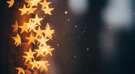 Sparkling Star Lights A Garland of Golden Stars Against a Dark Backdrop Embracing Magical Moments Festive Atmosphere