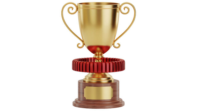 Celebrate victory with a gleaming golden trophy, showcasing achievement and success, ideal for awards ceremonies, contests, and recognizing milestones isolated on white or transparent png.