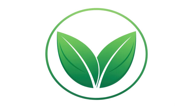 Green leaves in a circular ecofriendly logo design, isolated on transparent background isolated on transparent background