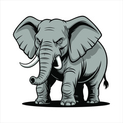 Powerful Elephant Mascot - Strong Mammoth Vector Art