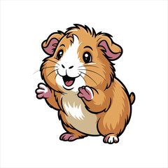 Happy Waving Cartoon Guinea Pig Mascot Vector Design