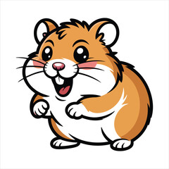 Adorable Smiling Cartoon Hamster Character Headshot Illustration