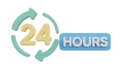 24 Hours Open Concept: Illustrating Round-the-Clock Service Availability, Emphasizing Ongoing Customer Support and Extended Operational Excellence, All Day Access isolated on white or transparent png.