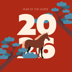 illustration of year of the horse 2026