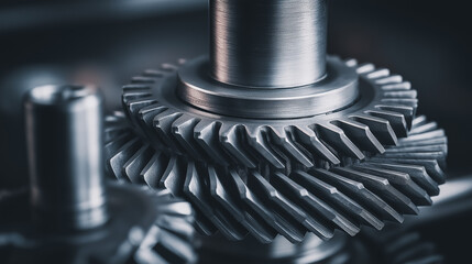 clockwork. A close-up of a complex mechanical gear mechanism with a central gear jammed. event key visuals, club posters, designed for sports event promotions and stadium branding.