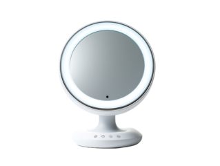 Illuminated makeup mirror with led ring light and stand