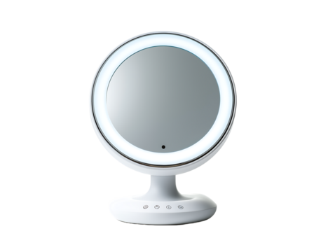 Illuminated makeup mirror with led ring light and stand