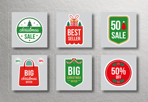 Christmas Sale Badge Logo Set Template