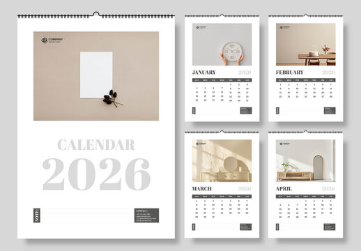 Minimal Calendar Template 2026