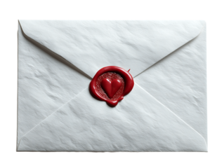 Elegant white envelope sealed with a red wax seal