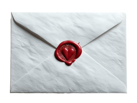 Elegant white envelope sealed with a red wax seal