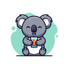 Obraz premium Icon of a koala drinking juice