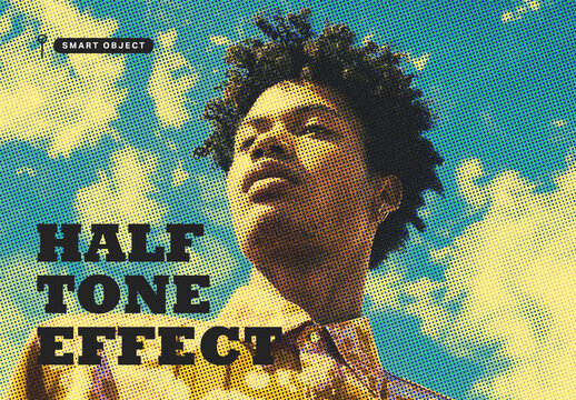 Vintage Halftone Photo Effect Template for Retro Pop Art Portraits and Bold Graphic Design