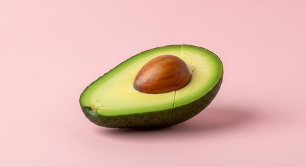 Freshly Cut Avocado Half on Pink