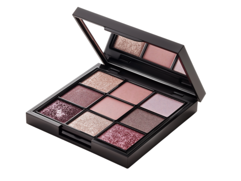 Luxury eyeshadow palette with nine shimmering shades and a mirror