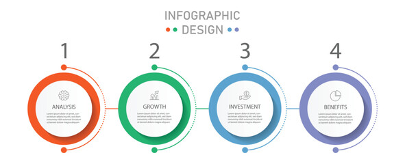 Vector Infographic design with icons and 4 options or steps. Can be used for presentations banner, workflow layout, process diagram, flow chart, info graph. Vector illustration.