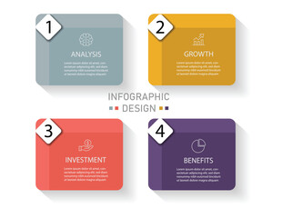 Infographic design template. Creative concept with 4 steps. Diagram or chart with four options. Can be used for business presentation, brochure, web design. Vector illustration.