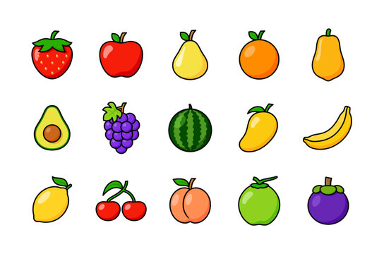 vector set of fresh fruits
