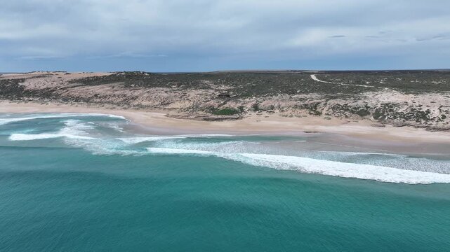 Aerial footage of Talia Beach South of Venus Bay South Australia