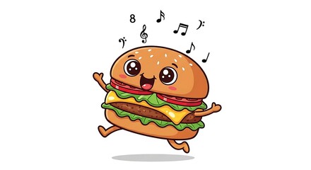 Groovy burger character dancing to the music, perfect for food-themed kids content and playful restaurant promotions with a fun, catchy vibe